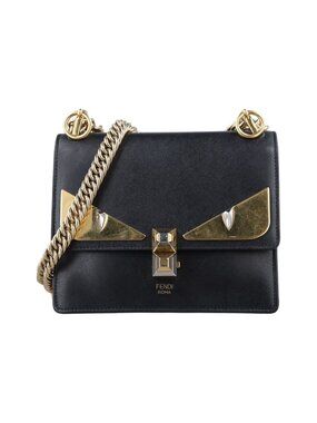 Fendi Monster Star Canai Black Leather Messenger Bag